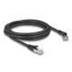 Delock RJ45 hálózati kábel Cat.8.1 S/FTP 45 -ben jobbra hajlított apa   egyenes apa, akár 40 Gbps, 2 m, fekete (80639)