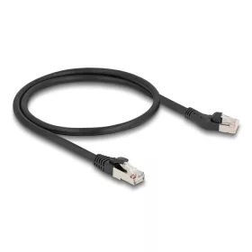   Delock RJ45 hálózati kábel Cat.8.1 S/FTP 45 -ben balra hajlított apa   egyenes apa, akár 40 Gbps, 0,5 m, fekete (80749)