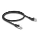 Delock RJ45 hálózati kábel Cat.8.1 S/FTP 45 -ben balra hajlított apa   egyenes apa, akár 40 Gbps, 0,5 m, fekete (80749)