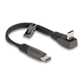   Delock USB 2.0 Laposkábel USB Type-C  apa - USB Type-C  apa USB Type-C  apa hajlított PD 3.0 60 W 14 cm fekete (80750)