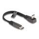 Delock USB 2.0 Laposkábel USB Type-C  apa - USB Type-C  apa USB Type-C  apa hajlított PD 3.0 60 W 14 cm fekete (80750)