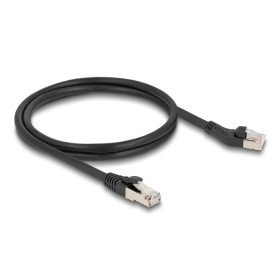   Delock RJ45 hálózati kábel Cat.8.1 S/FTP 45 -ben balra hajlított apa   egyenes apa, akár 40 Gbps, 1 m, fekete (80752)