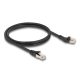 Delock RJ45 hálózati kábel Cat.8.1 S/FTP 45 -ben balra hajlított apa   egyenes apa, akár 40 Gbps, 1 m, fekete (80752)
