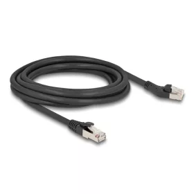   Delock RJ45 hálózati kábel Cat.8.1 S/FTP 45 -ben balra hajlított apa   egyenes apa, akár 40 Gbps, 3 m, fekete (80754)