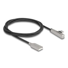   Delock Kábel USB 2.0 A-típusú apa - USB Type-C  apa hajlított, LED fénnyel és gyors töltő funkcióval 60 W 1 m (80766)