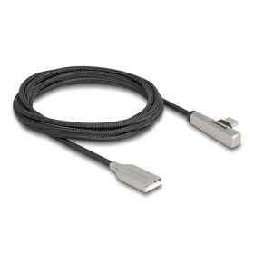   Delock Kábel USB 2.0 A-típusú apa - USB Type-C  apa hajlított, LED fénnyel és gyors töltő funkcióval 60 W 2 m (80767)