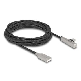   Delock Kábel USB 2.0 A-típusú apa - USB Type-C  apa hajlított, LED fénnyel és gyors töltő funkcióval 60 W 3 m