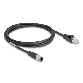   Delock Kábel M12 D kódolt 4 tűs apa - RJ45 apa PVC 2 m (80851)