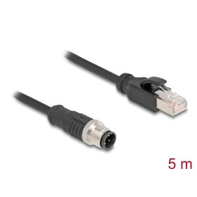   Delock Kábel M12 D kódolt 4 tűs apa - RJ45 apa PVC 5 m hosszú (80852)