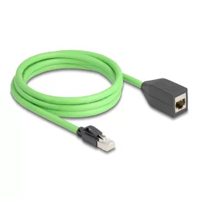   Delock RJ45 hálózat bővítő kábel Cat.6A apa - anya SF/UTP alkalmas kábelvezető láncokhoz PUR (TPU) 2 m zöld (80881)