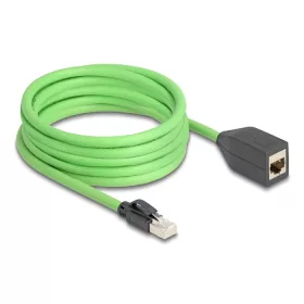   Delock RJ45 hálózat bővítő kábel Cat.6A apa - anya SF/UTP alkalmas kábelvezető láncokhoz PUR (TPU) 5 m zöld (80882)