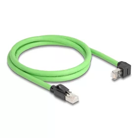   Delock RJ45 hálózati kábel Cat.6A apa - apa felfelé néző csatlakozódugóval SF/UTP alkalmas kábelvezető láncokhoz PUR (TPU) 1 m zöld ...