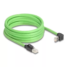   Delock RJ45 hálózati kábel Cat.6A apa - apa felfelé néző csatlakozódugóval SF/UTP alkalmas kábelvezető láncokhoz PUR (TPU) 5 m zöld ...