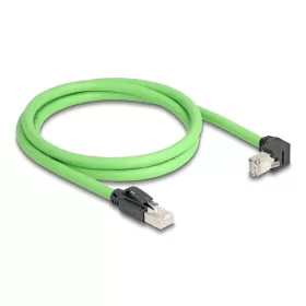  Delock RJ45 hálózati kábel Cat.6A apa - apa lefelé néző csatlakozódugóval SF/UTP alkalmas kábelvezető láncokhoz PUR (TPU) 1 m zöld (80895)