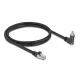 Delock GigE kamera kábel RJ45 apa 45 -ban elcsavart és 90 -ban hajlított szögekkel - RJ45 apa Cat.6 S/FTP 1 m fekete