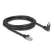 Delock GigE kamera kábel RJ45 apa 45 -ban elcsavart és 90 -ban hajlított szögekkel - RJ45 apa Cat.6 S/FTP 2 m fekete