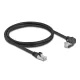 Delock GigE kamera kábel RJ45 apa 90 -ban hajlított csavarokkal - RJ45 apa Cat.6 S/FTP 1 m fekete