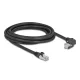 Delock GigE kamera kábel RJ45 apa 90 -ban hajlított csavarokkal - RJ45 apa Cat.6 S/FTP 3 m fekete
