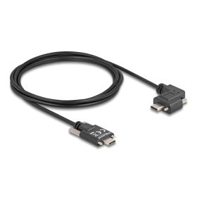   Delock USB 2.0 kábel USB Type-C  apa csatlakozó csavarokkal - USB Type-C  apa csatlakozó csavarokkal ívelt bal / jobb PD 3.0 60 W 2 m (80957)