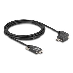   Delock USB 2.0 kábel USB Type-C  apa csatlakozó csavarokkal - USB Type-C  apa csatlakozó csavarokkal ívelt bal / jobb PD 3.0 60 W 3 m (80958)
