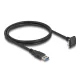 Delock USB 5 Gbps kábel A-típusú USB apa egyenes   Mikro-B-típusú USB apa 90 -ban lefelé fordított 18 mm-es csavar távolsággal 1 m, fekete
