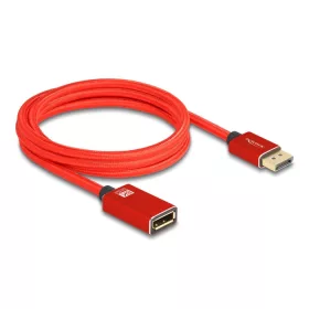   Delock DisplayPort bővítőkábel 8K 60 Hz 2 m piros fém retesz nélküli (81082)