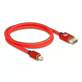   Delock Mini DisplayPort - DisplayPort-kábel 8K 60 Hz 1 m piros fém retesz nélküli (81094)