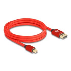   Delock Mini DisplayPort - DisplayPort-kábel 8K 60 Hz 2 m piros fém retesz nélküli (81095)