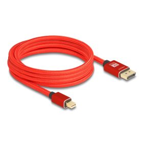   Delock Mini DisplayPort - DisplayPort-kábel 8K 60 Hz 3 m piros fém retesz nélküli (81096)