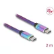 Delock USB 2.0 kábel USB Type-C  apa   apa váltakozó színű fém borítással PD 3.0 60 W 2 m (81116)
