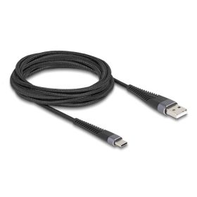  Delock USB 2.0 kábel A-típusú USB apa - USB Type-C  apa meghosszabbított hajlítás védelemmel 3 m