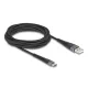 Delock USB 2.0 kábel A-típusú USB apa - USB Type-C  apa meghosszabbított hajlítás védelemmel 3 m