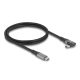 Delock USB 40 Gbps Kábel, ívelt bal / jobb, USB PD 3.1 Extended Power Range 240 W 1 m