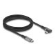 Delock USB 20 Gbps Kábel, ívelt bal / jobb, USB PD 3.1 Extended Power Range 240 W 2 m