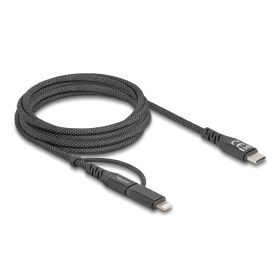   Delock 2 az 1-ben USB kábel USB Type-C  - USB Type-C  / Lightning  iPhone  és iPad  eszközökhöz 2 m MFi 60 W (81171)