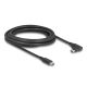 Delock Aktív USB 10 Gbps kábel USB Type-C  apa- balra / jobbra hajlított apa 3 m 8K PD 60 W E-Markerrel