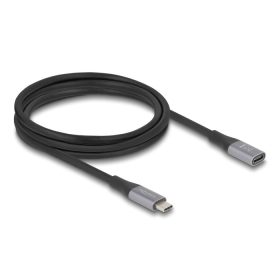   Delock USB 40 Gbps bővítő kábel USB Type-C  apa - anya PD 3.1 240 W 2 m szürke fém