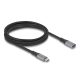 Delock USB 40 Gbps bővítő kábel USB Type-C  apa - anya PD 3.1 240 W 2 m szürke fém