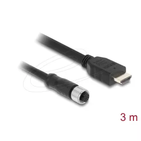   Delock M12 kábel A-kódú, 17 tűs anya- HDMI apa 3 m fekete