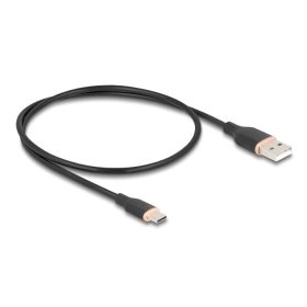   Delock USB 2.0 kábel USB A-típusú dugó - USB Type-C  dugó 0,5 m fekete Szilikon