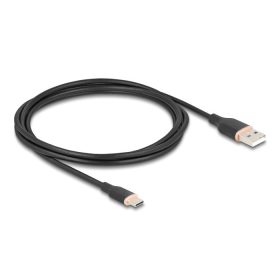   Delock USB 2.0 kábel USB A-típusú dugó - USB Type-C  dugó 2,5 m fekete Szilikon