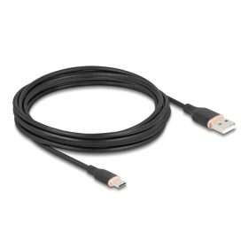   Delock USB 2.0 kábel USB A-típusú dugó - USB Type-C  dugó 4 m fekete Szilikon