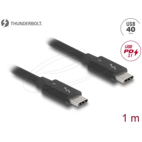 Delock Thunderbolt  4 kábel 40 Gbps PD 3.1 240 W 1 m fekete