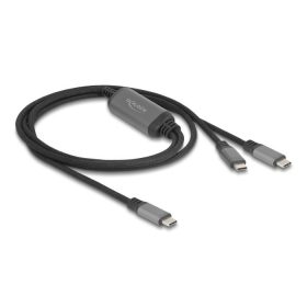   Delock USB-C  Y-kábel 1 x apa - 2 x apa PD 3.0 100 W intelligens tápelosztás 1,2 m
