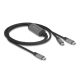 Delock USB-C  Y-kábel 1 x apa - 2 x apa PD 3.0 100 W intelligens tápelosztás 1,2 m
