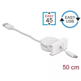   Delock Easy 45 modul USB 2.0 behúzhatós kábel A-típusú USB - Micro-B típusú EASY-USB csatlakozókkal (81319)
