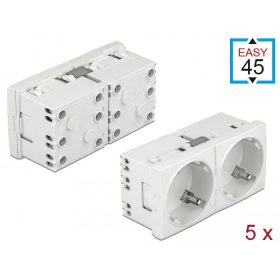   Delock 45 x 45 mm méretű, 2 modulos, bővíthető, 45  elrendezésű Easy 45 földelt hálózati csatlakozóa (81325)