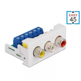   Delock Easy 45 modul, 3 x RCA anya csatlakozó, 22,5 x 45 mm (81339)