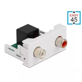   Delock Easy 45 modul, 2 x RCA anya - RJ45 anya port 22,5 x 45 mm (81341)