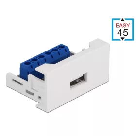   Delock Easy 45 modulos USB 2.0 A-típusú anya csatlakozó   sorkapocs 22,5 x 45 mm-es (81343)